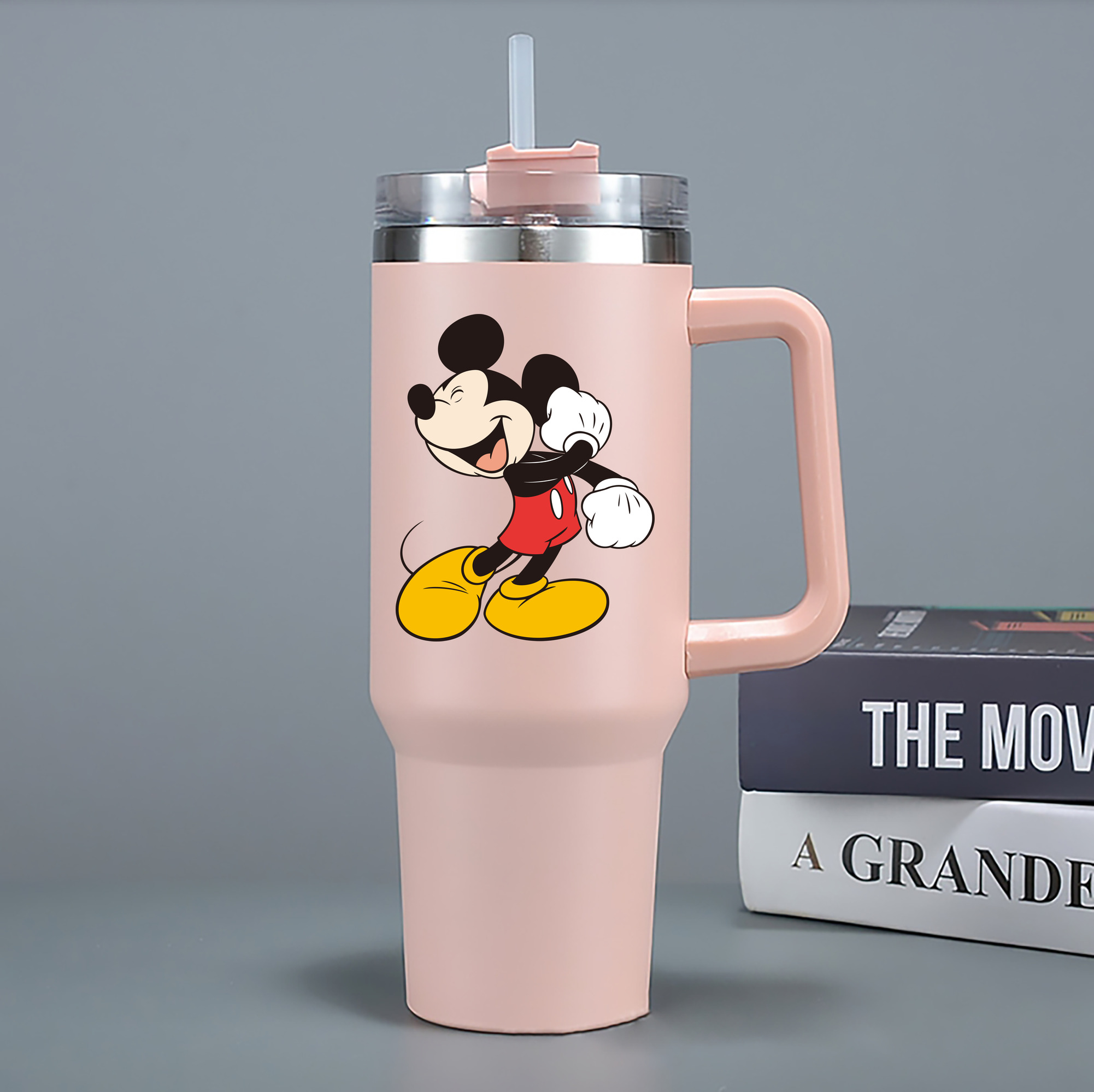 （画像用） ミッキーマウス Mickey Mouse 1200mL車用タンブラー - クリスタルステッカー（プラスチックストロー付き）